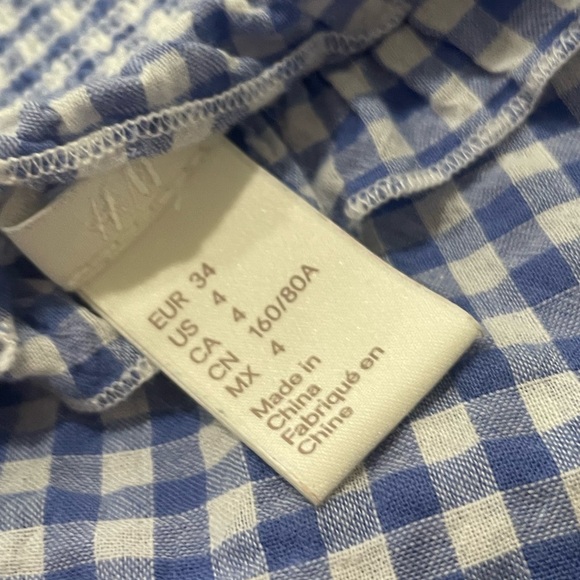 H&M blue and white checkered top | Size:4 - Picture 2 of 2